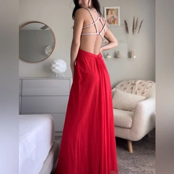 open lace back dress La Femme 31933 Dress | La Femme Dresses main image 0